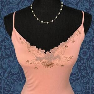 ❤️Pink Express Beaded Lace Tank Top❤️